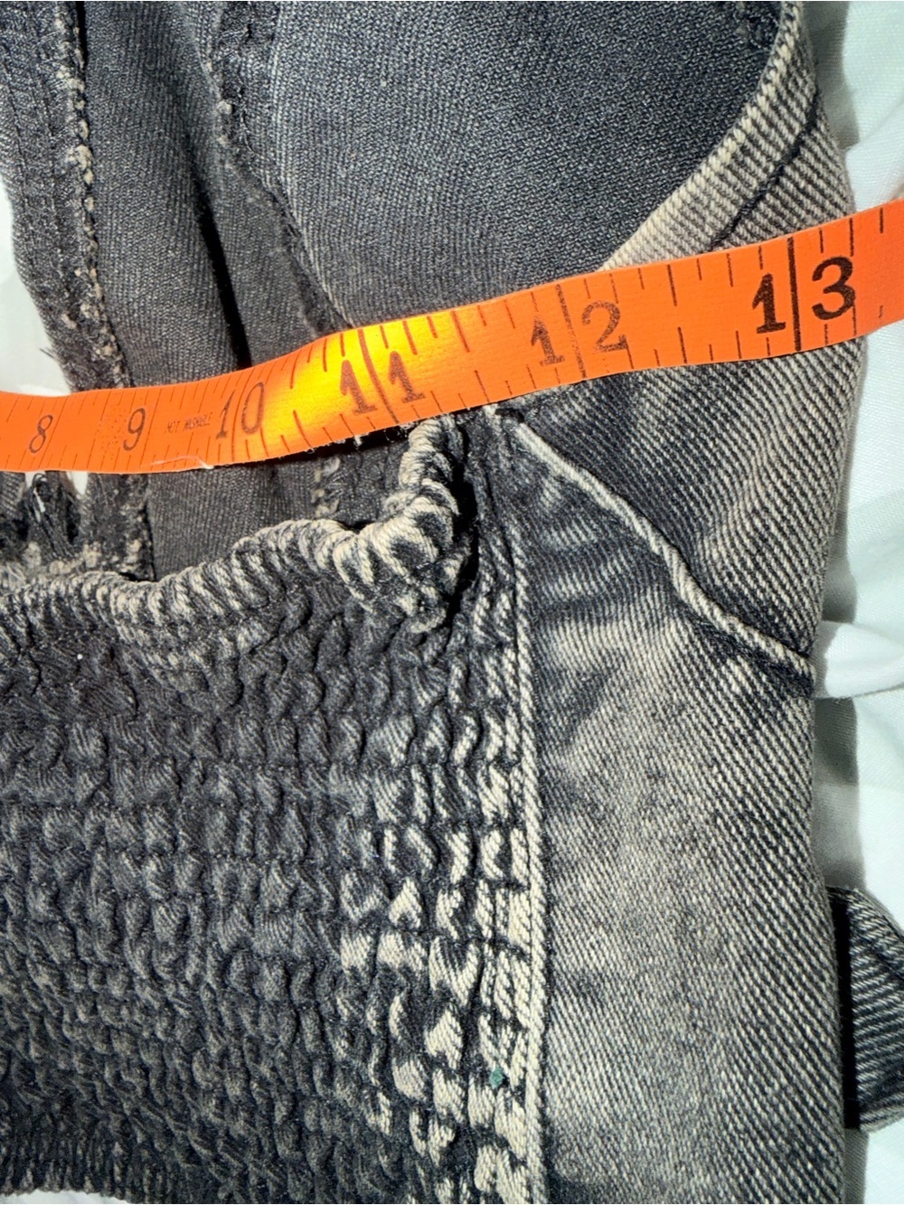 Frayed Denim Halter Top Buckle Backless Punk Hippie Jean Crop - Picture 6 of 6